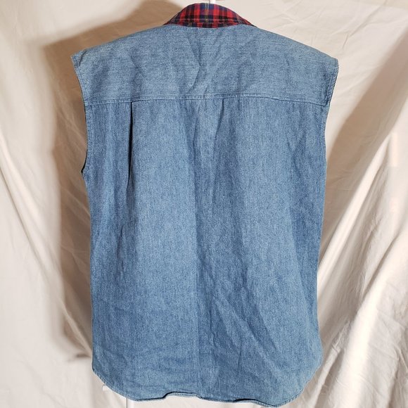 Vintage Casey Coleman Embroidered Sleeveless Denim Shirt Country Western - Picture 6 of 12